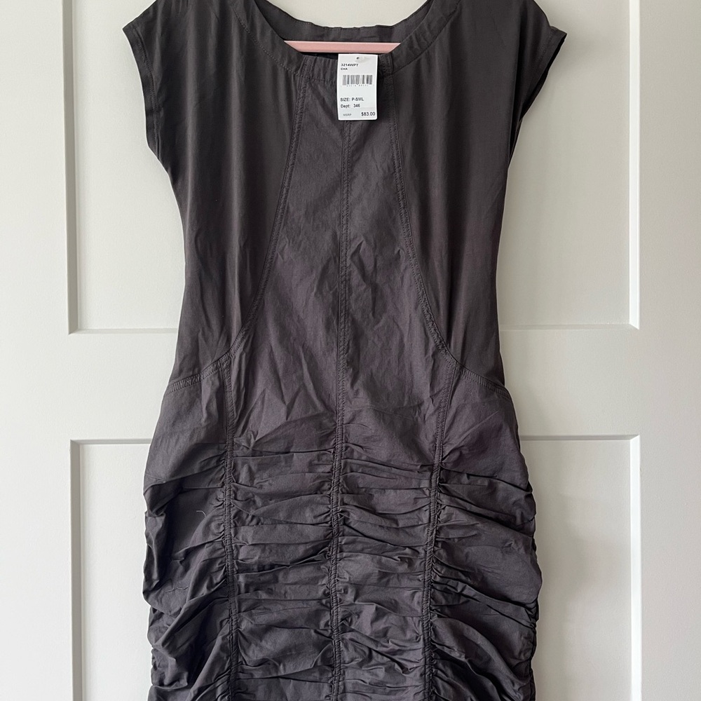 Chic Charcoal Ruched Mini Dress
